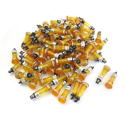 100 個 DC 12V 10 ミリメートル穴あき黄色フラットヘッドパイロット信号インジケータランプライト
