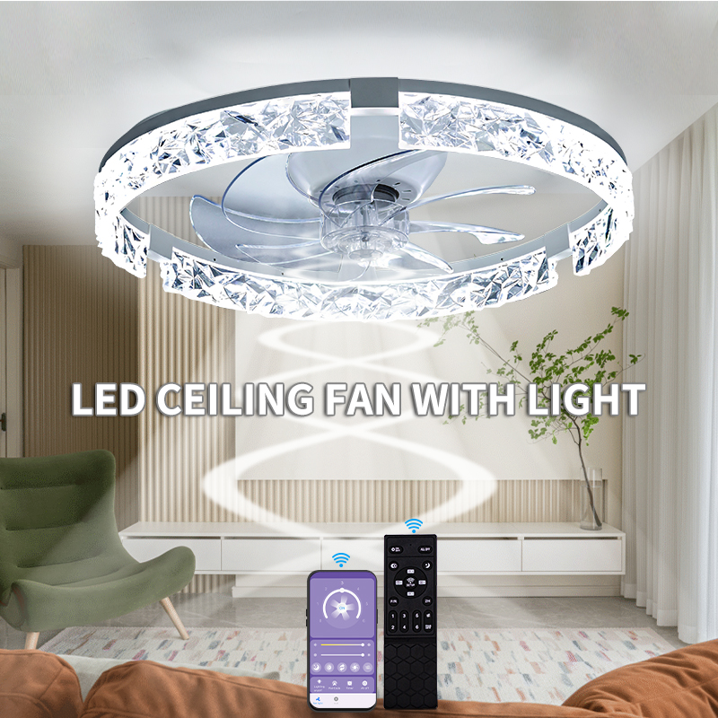 モダンな LED シーリングファンライト APP リモコン無限調光 6 スピード静音スリム電動ファン強力な気流ホームフィット