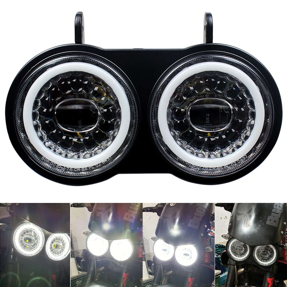 デュアル LED ヘッドライト ホワイト DRL ビューエル XB モデル 2003-2010 オートバイヘッドライトアセンブリ