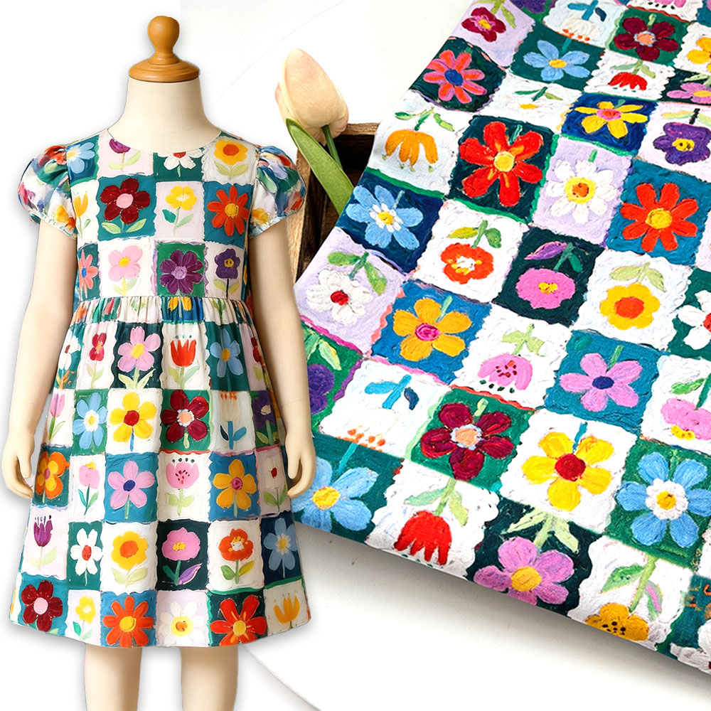 150 × 50 センチメートルカラフルなチェック柄の花の生地ソフト通気性純粋な綿素材 DIY クラフトドレスホームテキスタイルベッドシートバックパック