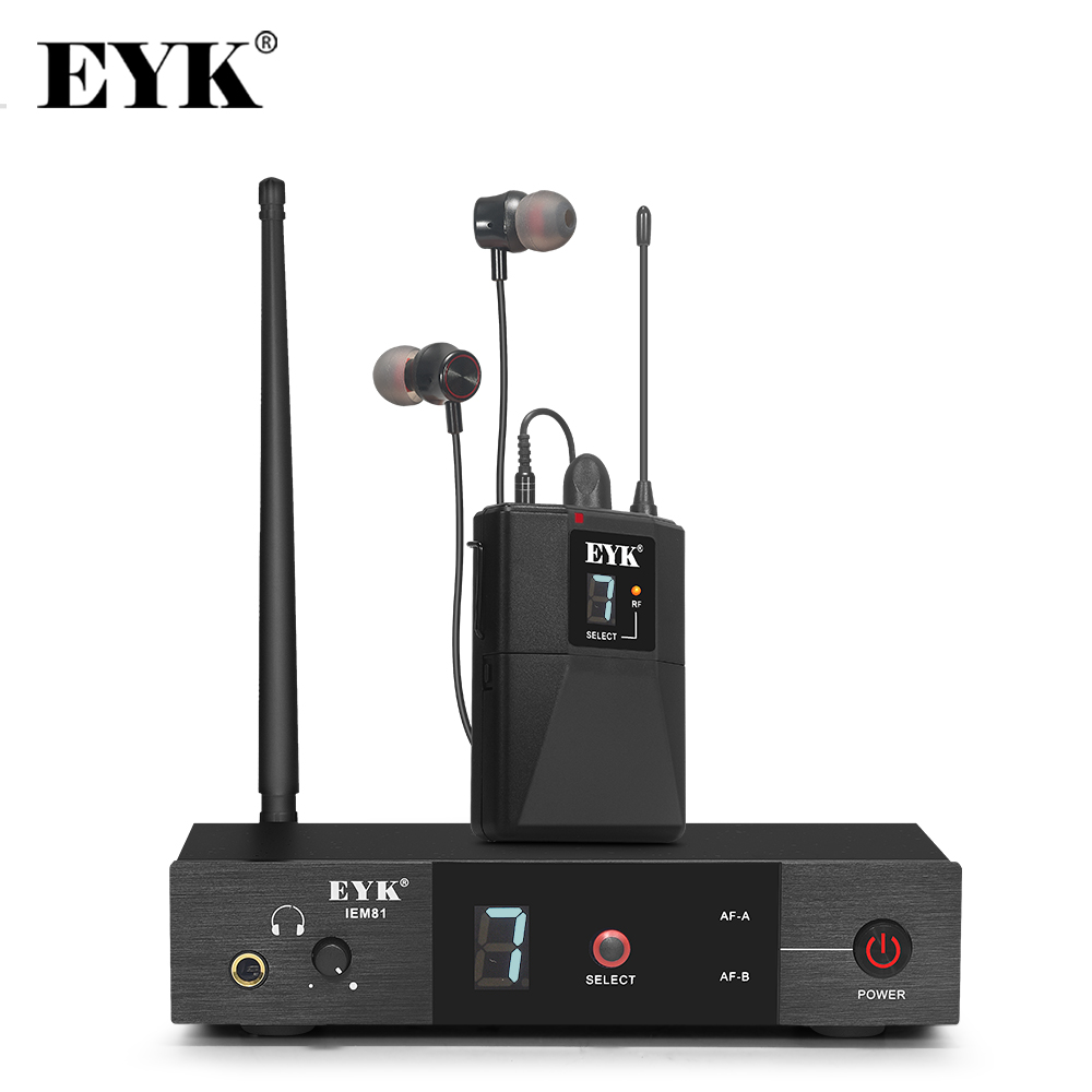 EYK IEM81 UHF ワイヤレスインイヤーモニターシステム シングルチャンネル 16 周波数選択可能 歌手のステージパフォーマンス DJ に最適