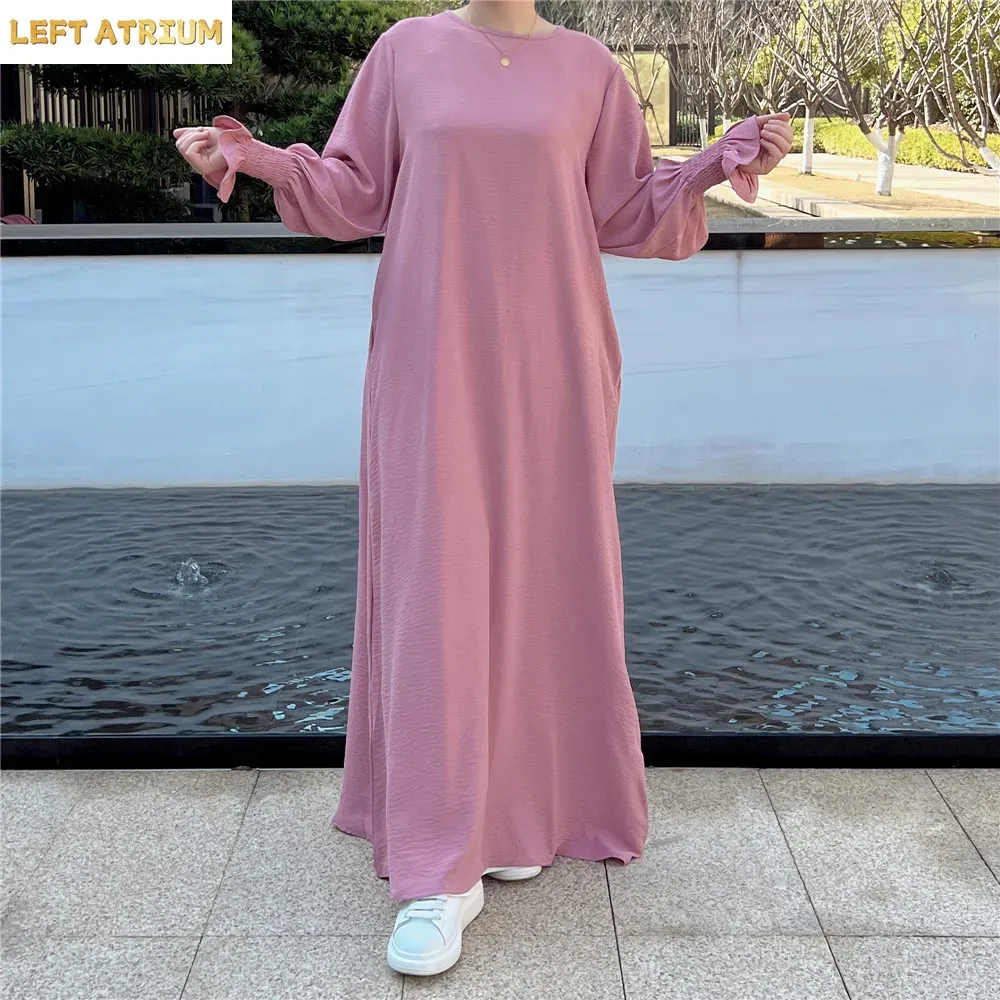ガウン Khimar ささやかなカジュアルアバヤエレガントなイスラム教徒の女性ロングマキシドレス祈りの衣服ドバイイスラムアラビアカフタンローブ服