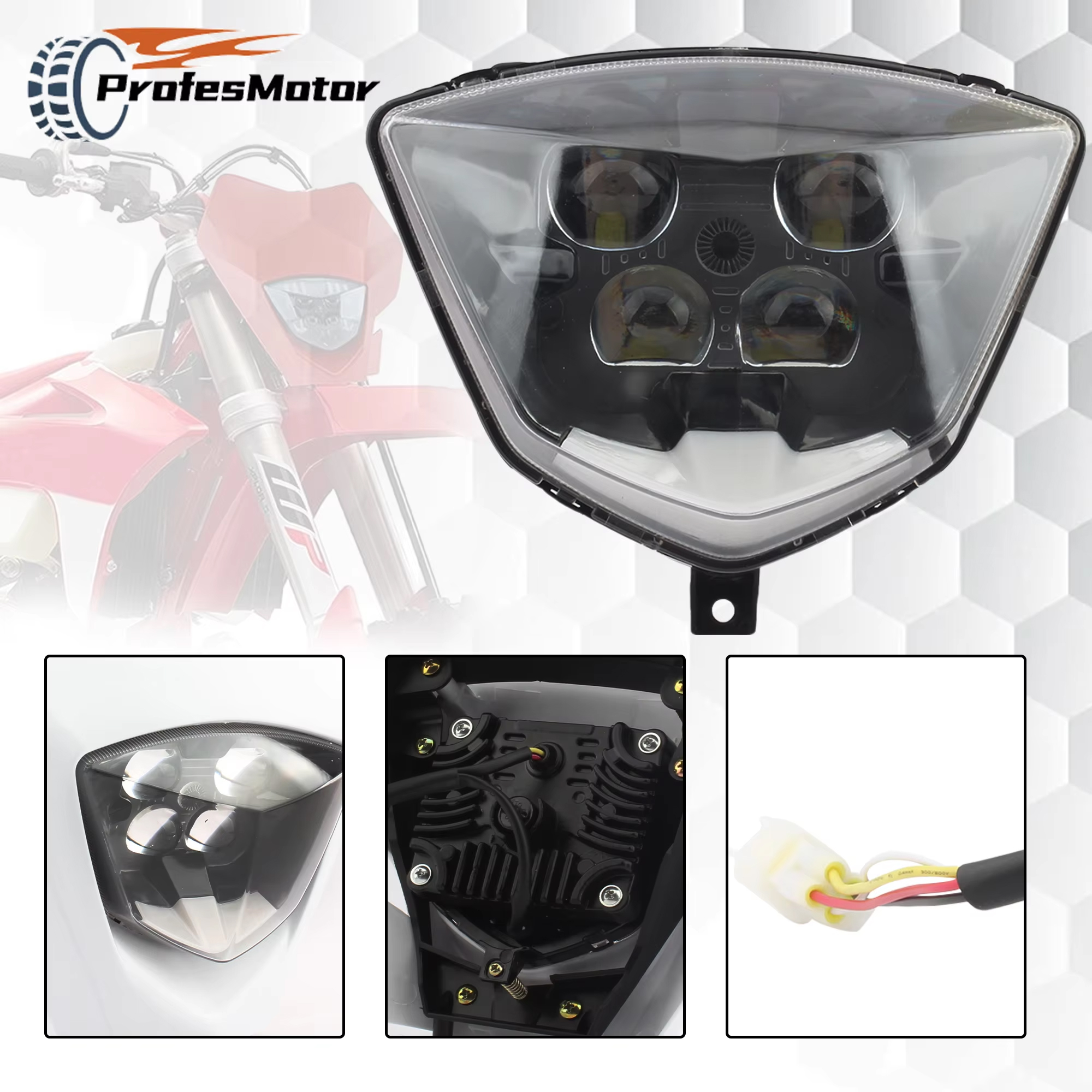 エンデューロオートバイ LED ヘッドライトフェアリングガスガス EC 250 250F 300F EX 300 350F 450 2021-2023 DirtBike スーパーモトヘッドランプ部品