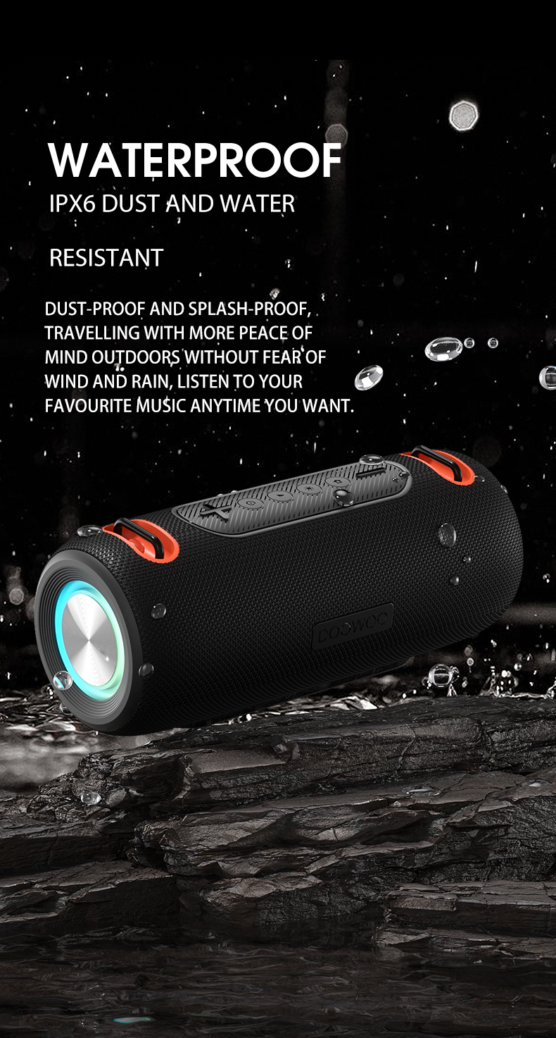 30W ポータブル Bluetooth スピーカー ハンドストラップ付き カラフルな RGB ライト 重低音サウンド TWS ステレオスピーカー 屋外用
