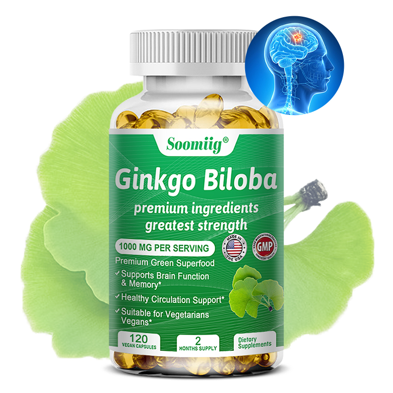 有機イチョウ葉エキストラカプセルは、認知機能と記憶、全体的および循環器の健康をサポートする栄養補助食品