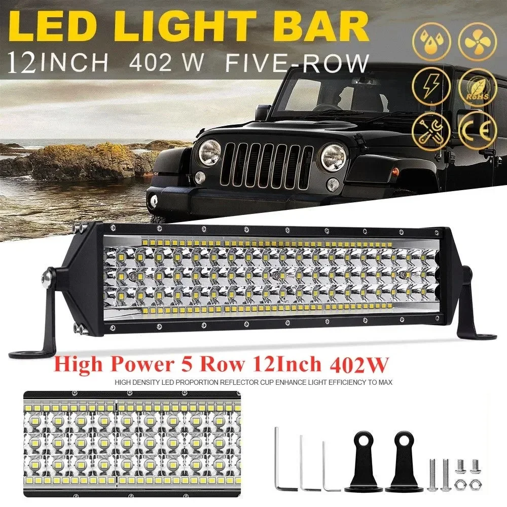 12 インチ 88LED 402 ワット 5 行 LED ワークライトバースポットライトフラッド 12V 24V オフロード LED ライトバートラックオフロード 4X4 4WD 車 SUV ATV