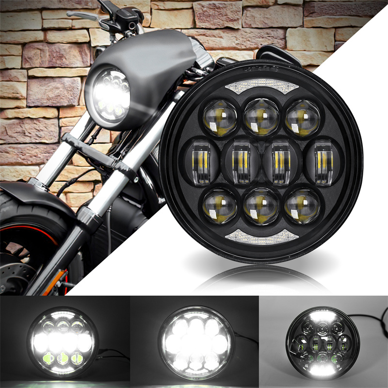 80 ワット 5.75 インチ LED ヘッドライトオートバイヘッドランプ Hi/Lo ビーム DRL ホンダヤマハハーレーダイナスポーツスターソフテイル FXST FXSTB