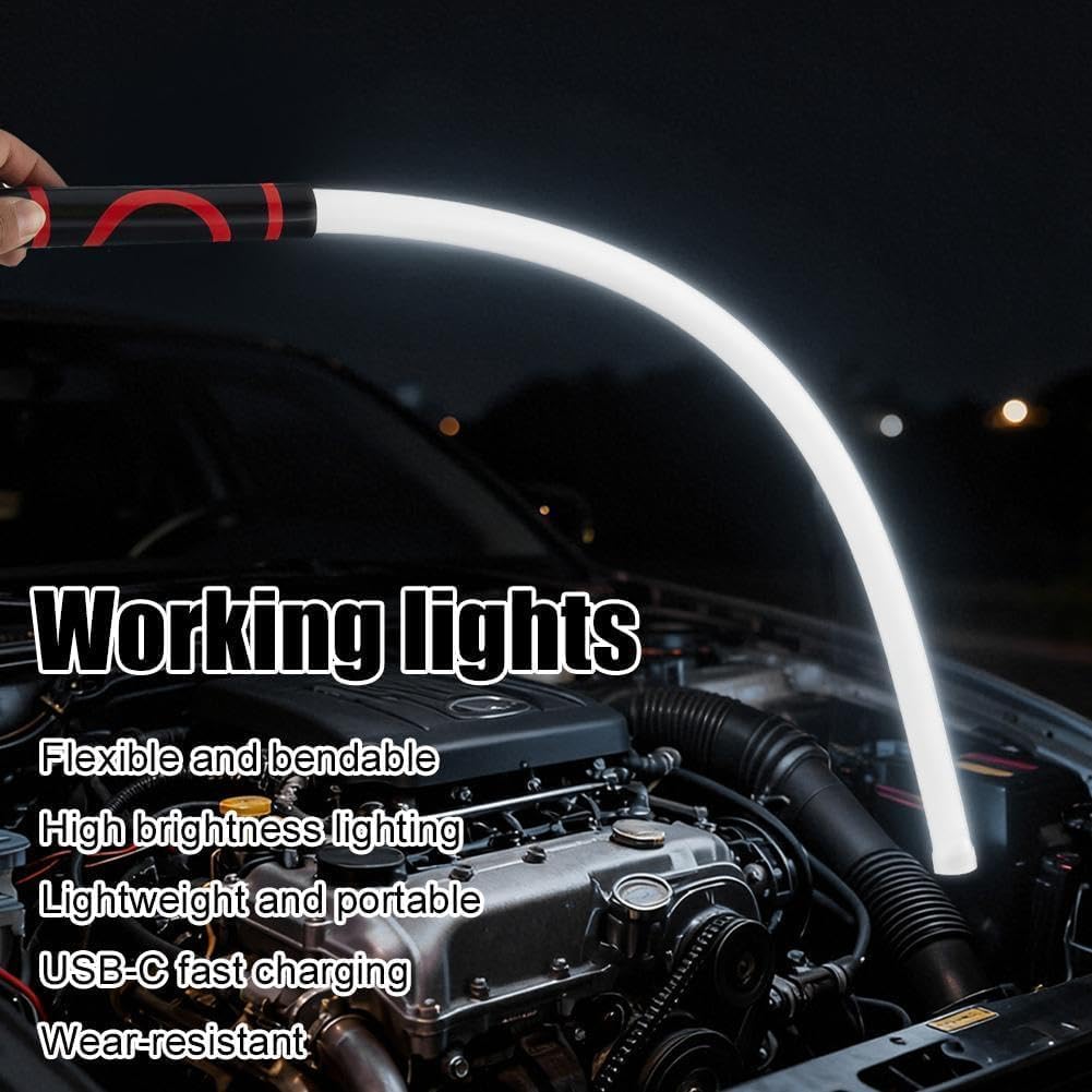 柔軟なシリコーン LED ワークライト 800LM タイプ C 充電式曲げ可能な車の修理ランプ防水耐衝撃ガレージ検査ライト