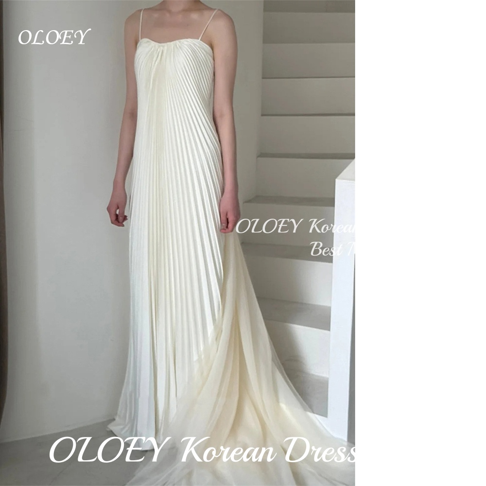 OLOEY カスタマイズされたスパゲッティストラップのウェディングドレスシンプルな A ラインサテンプリーツ韓国花嫁ドレス女性ブライダルドレス