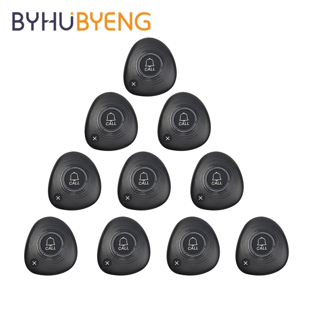 BYHUBYENG 防水 10個入り ウェイター呼び出しボタン ポケットベル ワイヤレス呼び出しシステム カフェ 工場 病院 レストラン 送信機