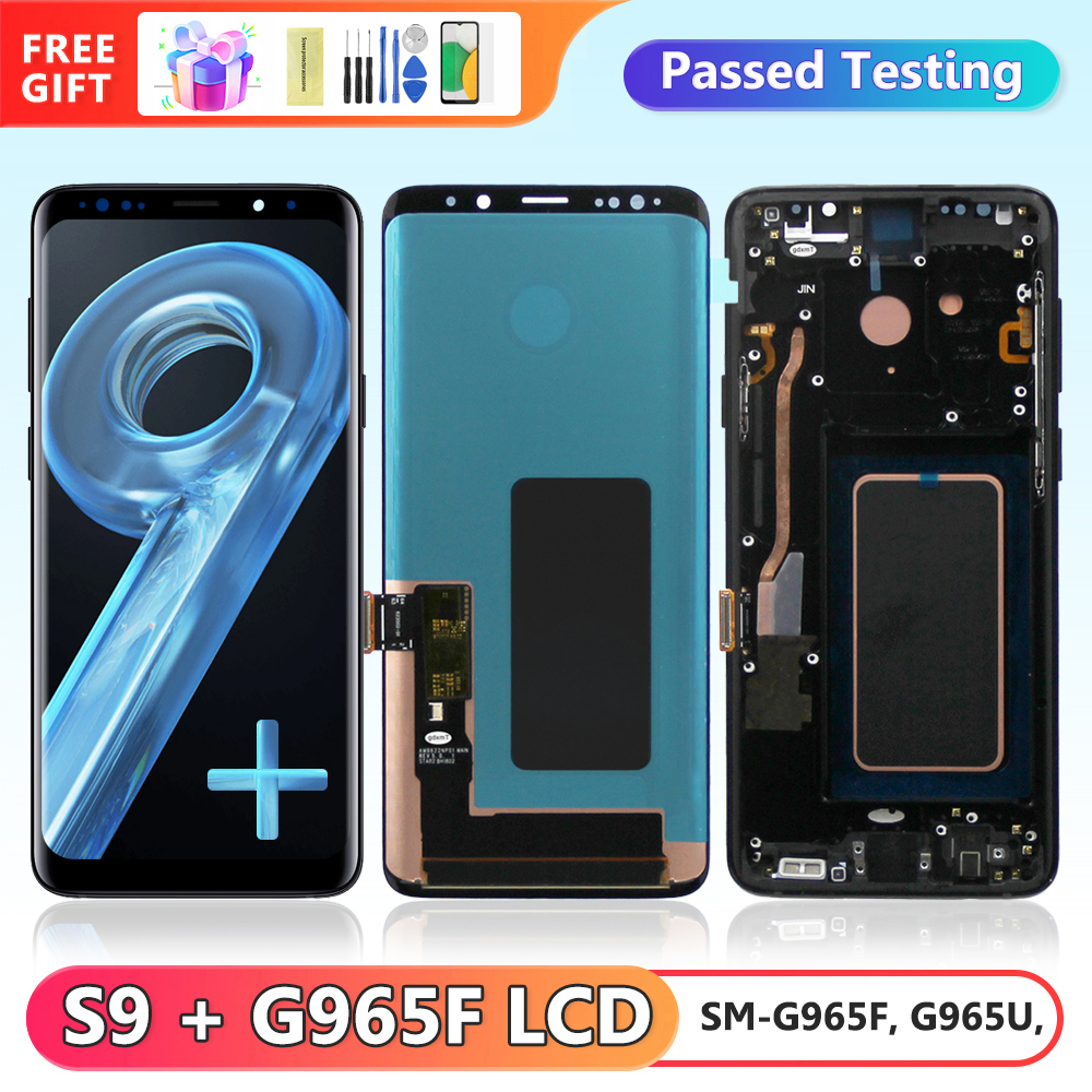 S9Plus スーパー AMOLED ディスプレイスクリーン Samsung Galaxy S9 Plus Lcd G965F G9650 ディスプレイデジタルタッチスクリーン フレームアセンブリ付き