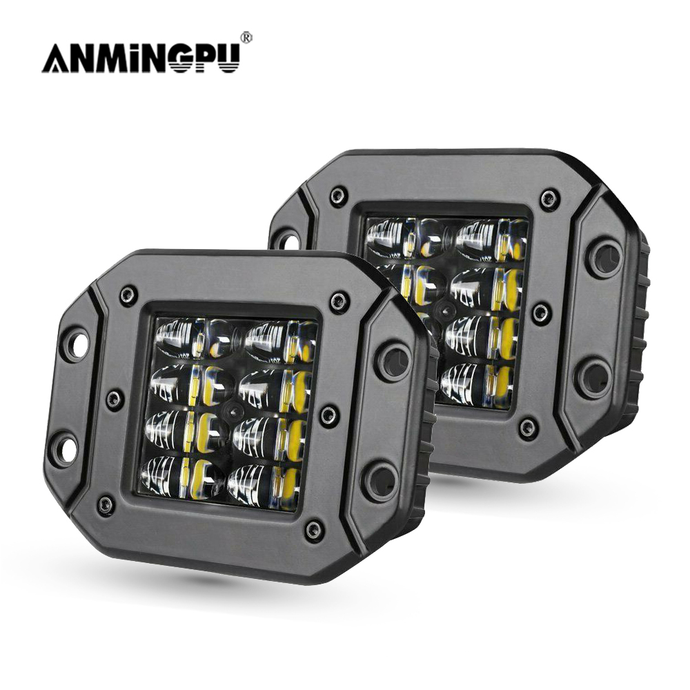 ANMINGPU 2x 5インチ フラッシュマウント LED ワークライトバー オフロード 12V 24V 40W スポットビーム LED ポッド ライトバー 車 トラック ATV ジープ ヘッドライト用