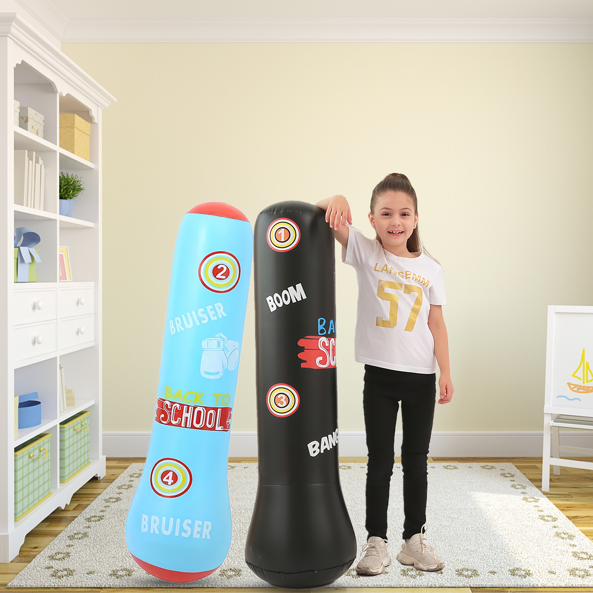 PVC の厚みのある子供用ボクシング コラム、ティーンエイジャー向けのインフレータブル。倒れないフィットネスサンドバッグ。砂と水を加えます