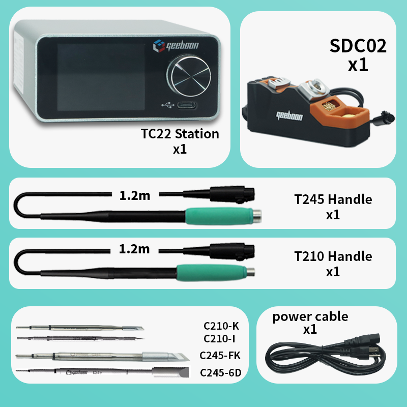 TC22 240 ワットはんだステーションキット SDC02 はんだごてスタンド T245/T210 ハンドル C245/C210 はんだごてチップ GEEBOON