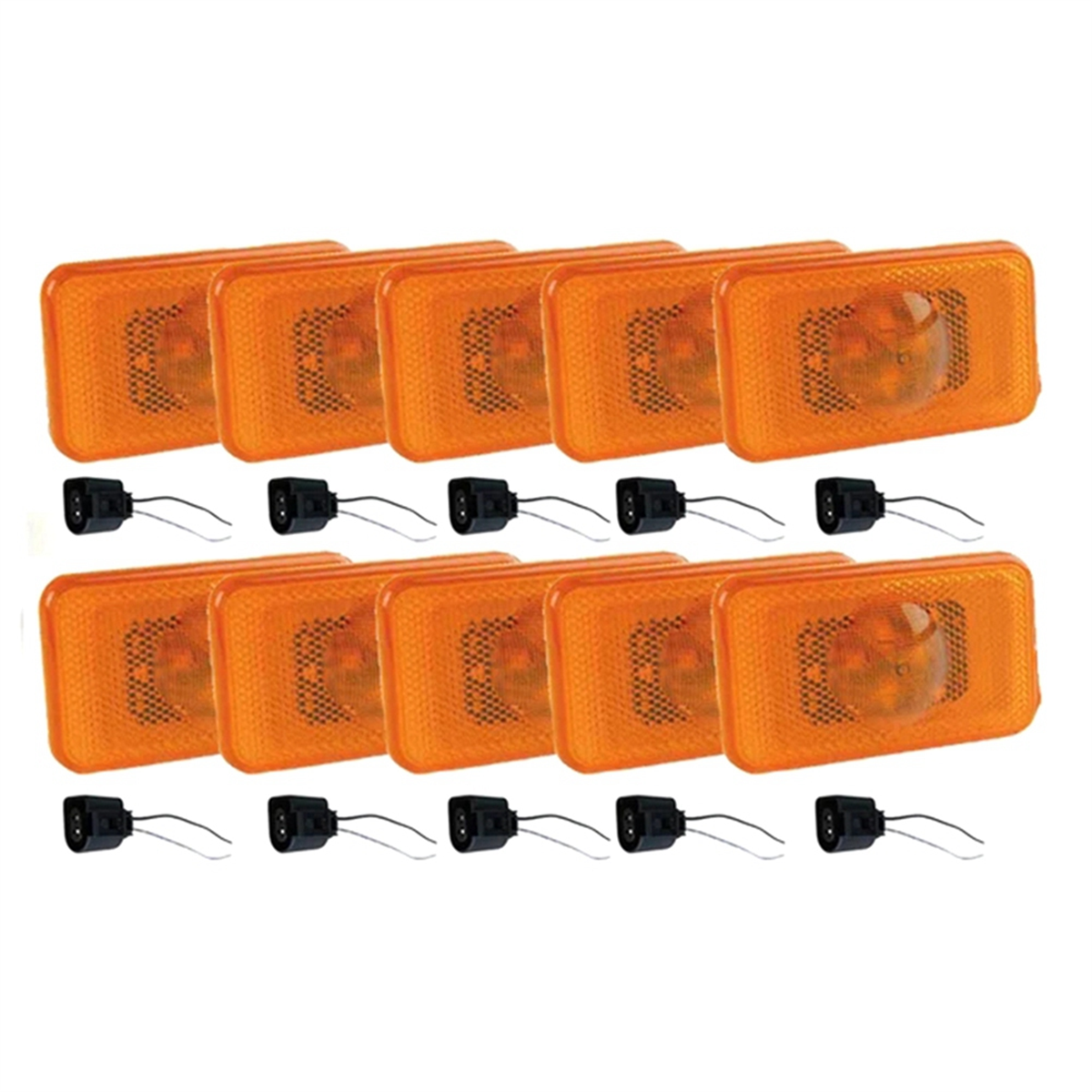 10X 24V イエローアンバー LED サイドマーカーランプライト ワイヤーコネクタプラグ付き ボルボ FH用