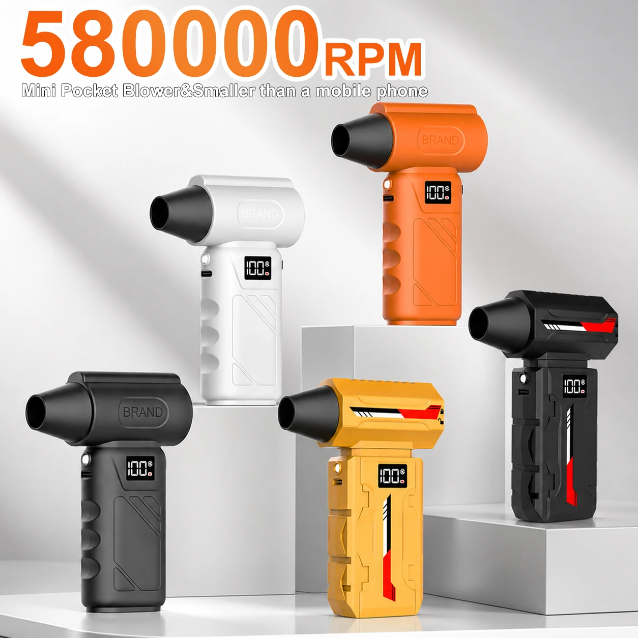 ミニポケットファン、580,000 RPM ターボヘアドライヤー、ポータブルコードレス掃除機、除雪機、多機能掃除ツール
