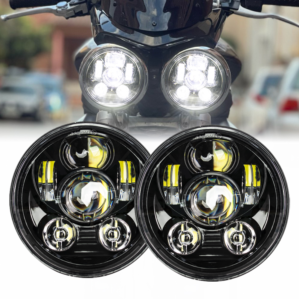 For Iron 883 Dyna 2PCS 5.75 Inch LED Headlight Projector for Triumph Rocket iii 3 & Speed Triple & Street Triple 5 3/4" Headlamp