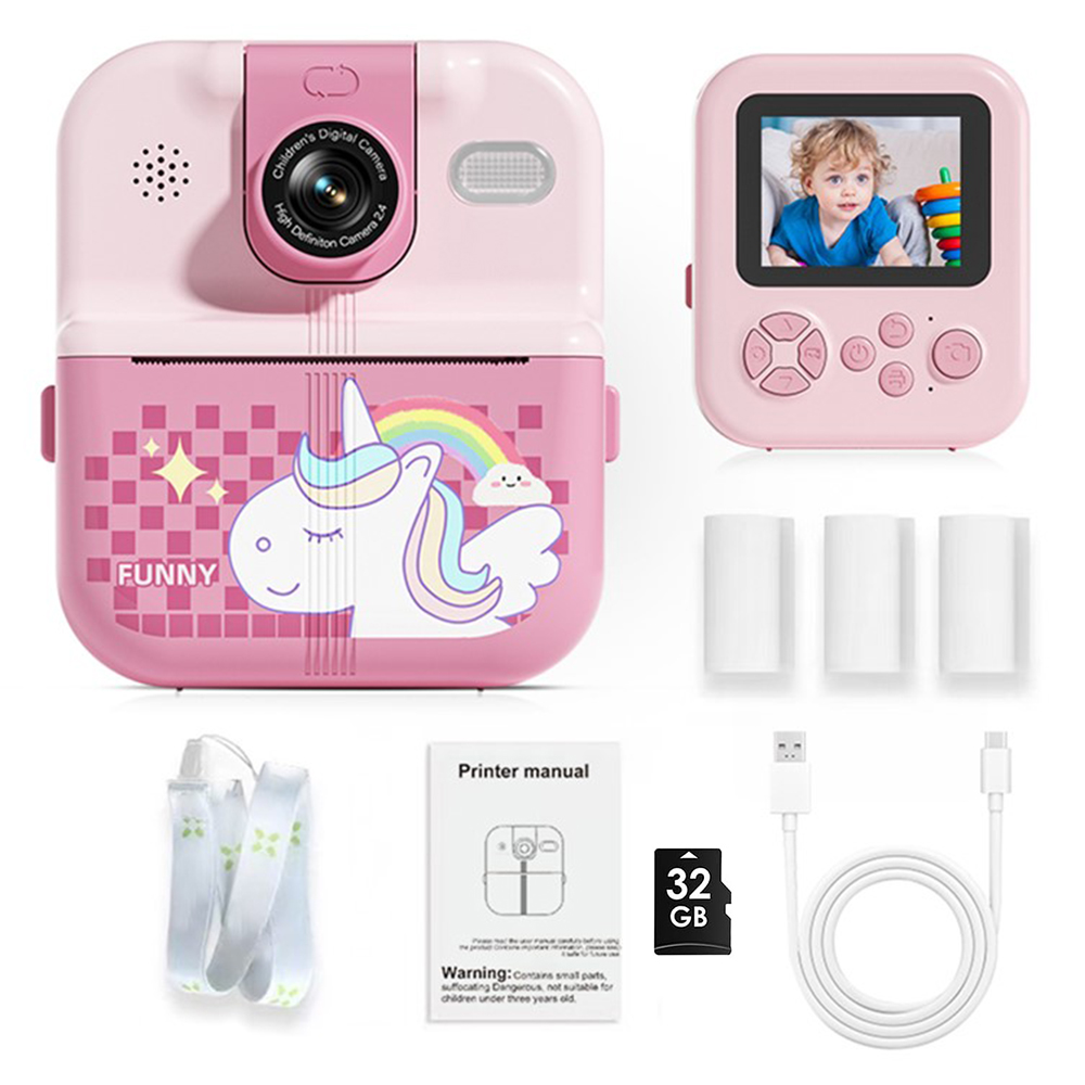 キッズカメラインスタントプリント Bluetooth 接続写真 1080P HD 幼児カメラ女の子男の子 3-12 歳誕生日クリスマスギフト
