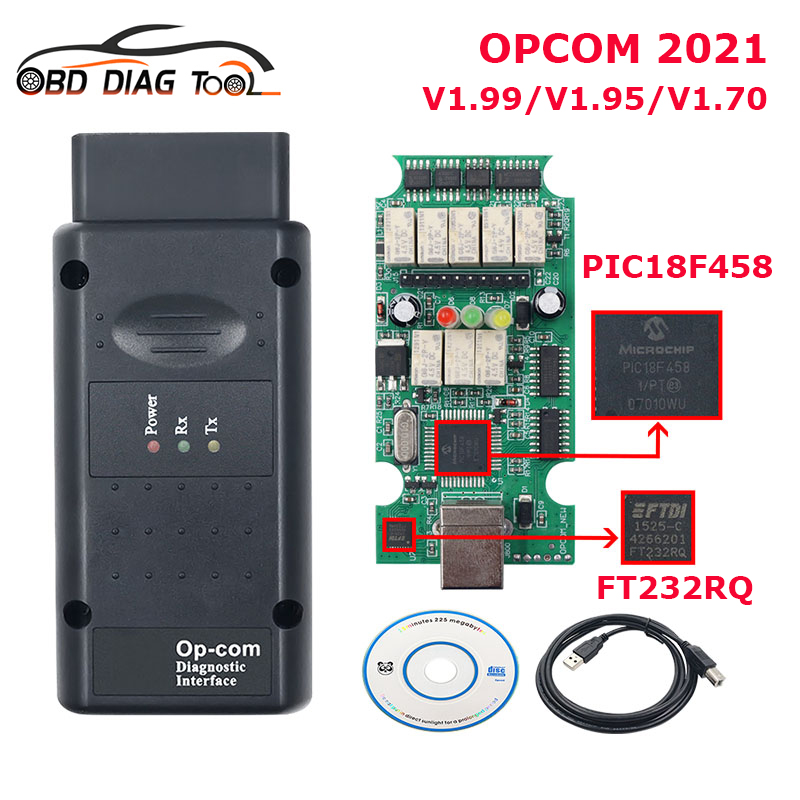 プロフェッショナル Opcom 2021 200603a オペル自動診断ツール リアル FTDI PIC18F458 Op-com V2021 V1.95 V1.70 フラッシュ更新可能