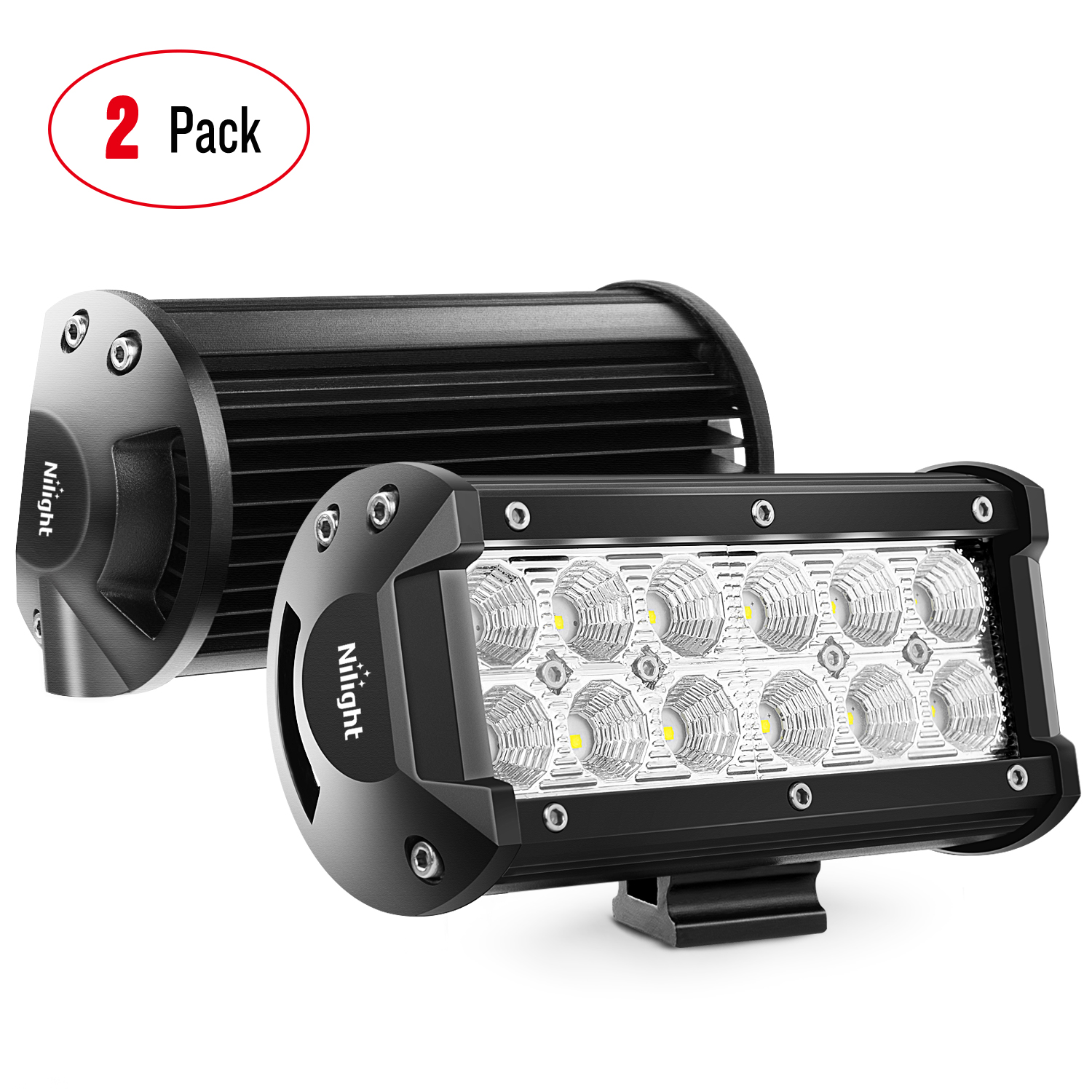 Nilight 2 個 6.5 インチ 36 ワット 2800LM LED フラッドライトポッドオフロード運転作業フォグランプトラック SUV ATV UTV ピックアップボートキャンピングカー用