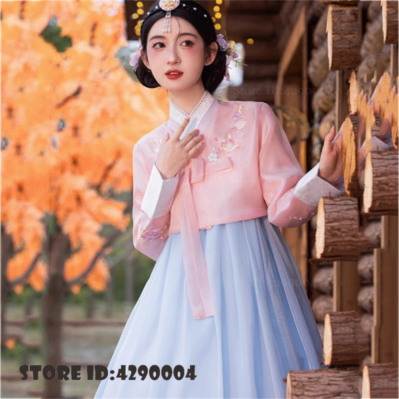 女性の韓国韓服ドレスエスニック韓国衣装王女の伝統的な衣装宮廷写真撮影の服ステージパフォーマンススーツ