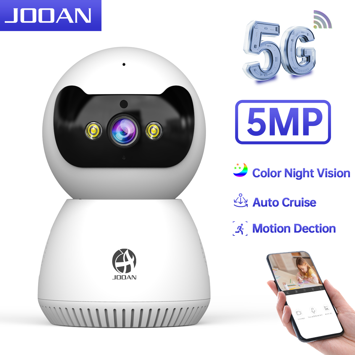 JOOAN 5MP 3MP IP カメラ 5G WiFi スマートホーム屋内ワイヤレス IP 監視カメラ CCTV カメラ AI 追跡セキュリティベビーモニター