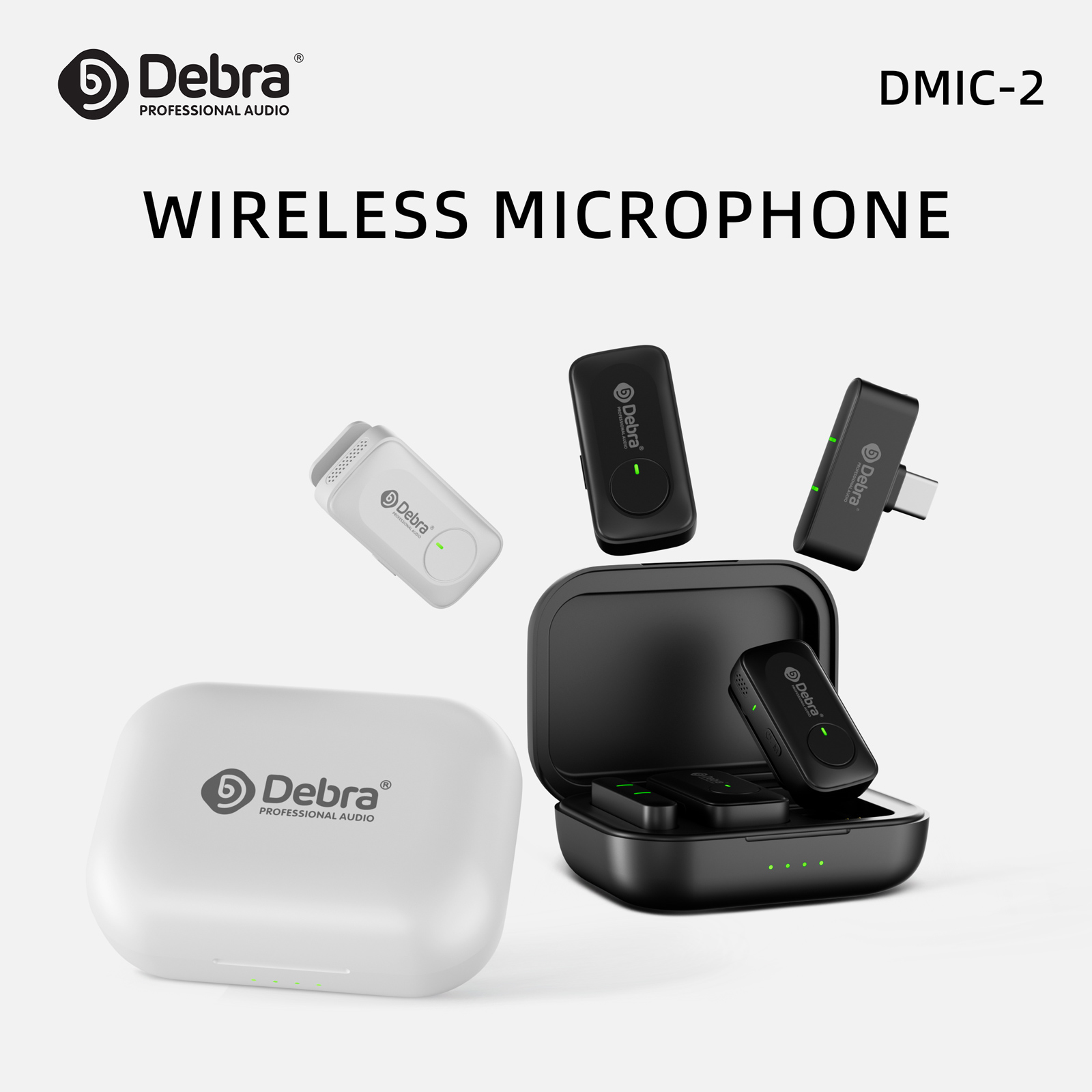 Debra ワイヤレスマイク、Hi-Fi オーディオリバーブ機能、24 ビット、48 kHz、200 メートル伝送距離、iPhone、Android 携帯電話用