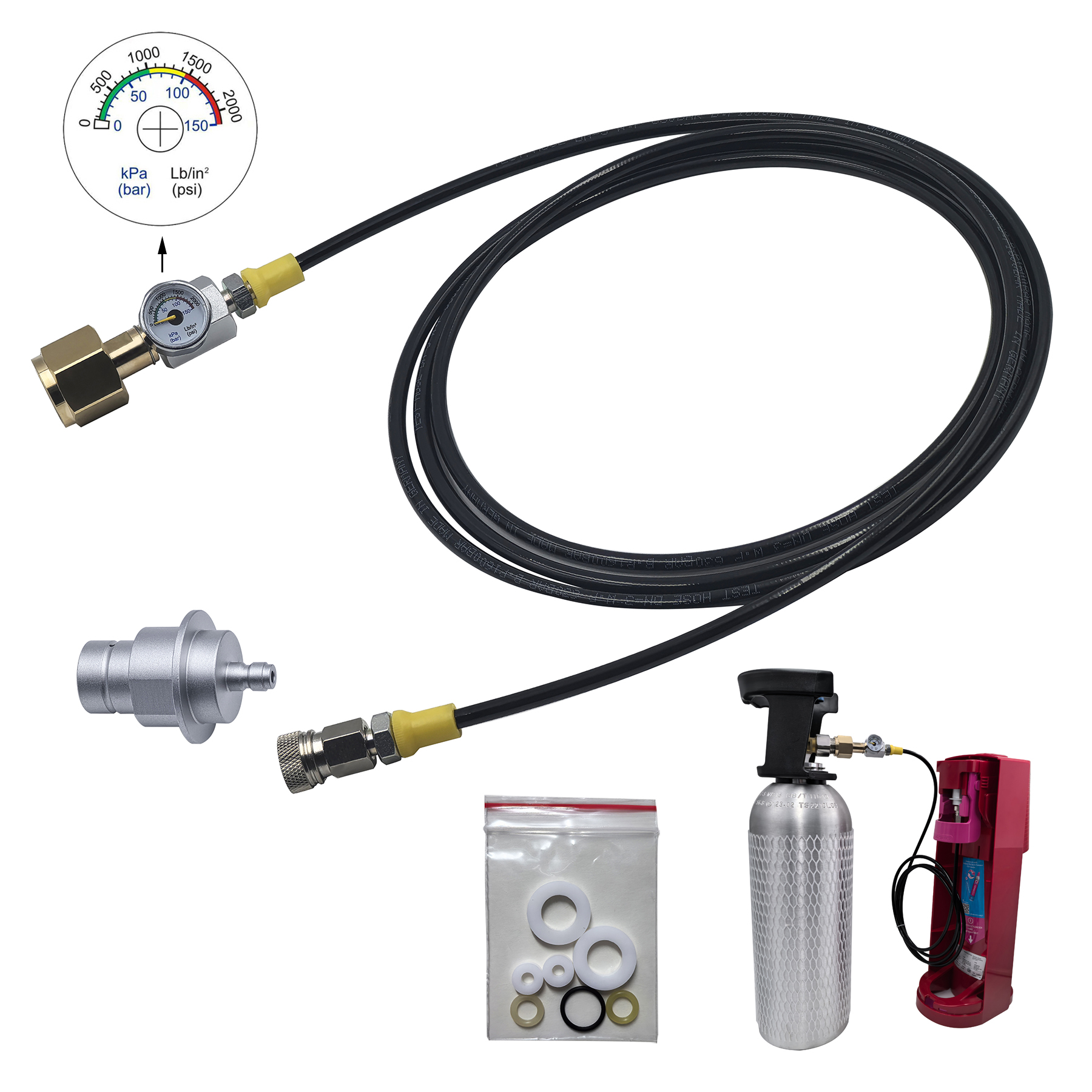 Terra DUO Art ソーダ水メーカー CO2 タンクシリンダーアダプターキット W21.8-14 G3/4 CGA320 クイックディスコネクトコネクタ