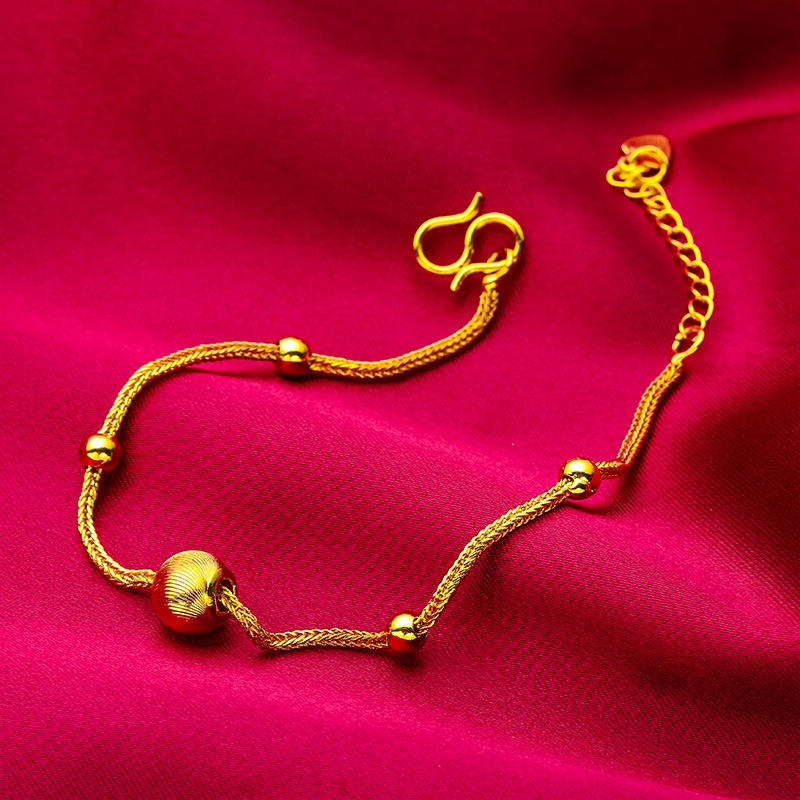 インズキャッツアイのゴールドブレスレット！ 24K Gold AU999 Women's, Translucent Cat's Eye   Matte Chain, Adjustable Knot Trendy Stacking