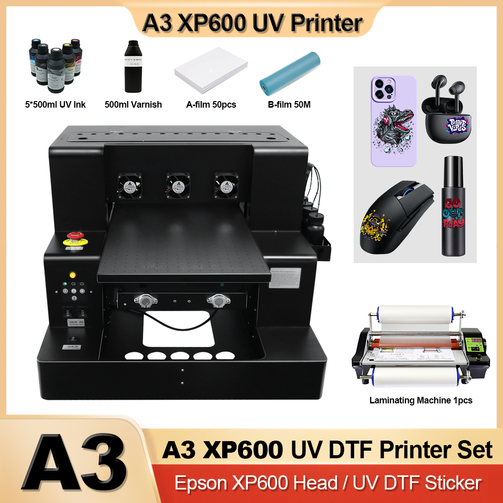 XP600 プリントヘッド付き A3 UV プリンタ ボトルケース用 UV フラットベッドプリンタ アクリルガラス UV DTF AB フィルム転写ステッカー UV プリンタ