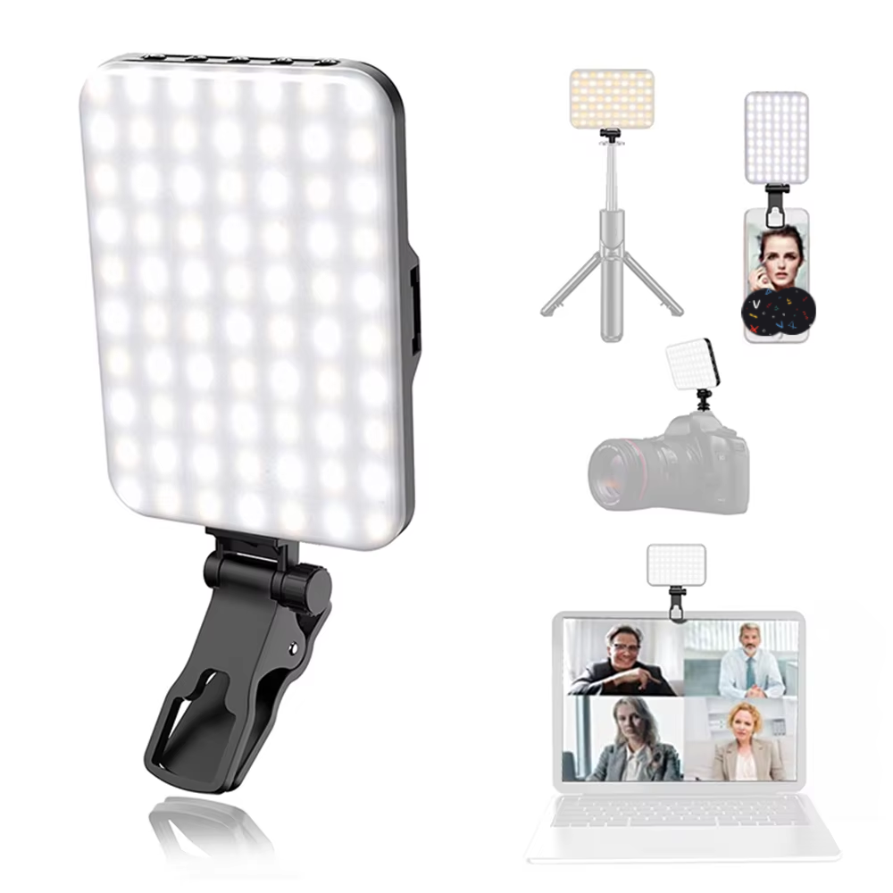 LED Selfie ライト 60 高品質 LED ビーズ 2200mAh 充電式 CRI 97 、7 ライトモード携帯電話/タブレット/ラップトップ用ライトでポータブル