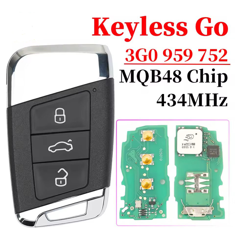 Xuri 車スマートリモートキーフォルクスワーガン VW マゴタン B8 シュコダオクタビア FCC: 3G0959752 キーレスゴー 433MHZ MQB48-CHIP/NEWMQB 5C-CHIP。