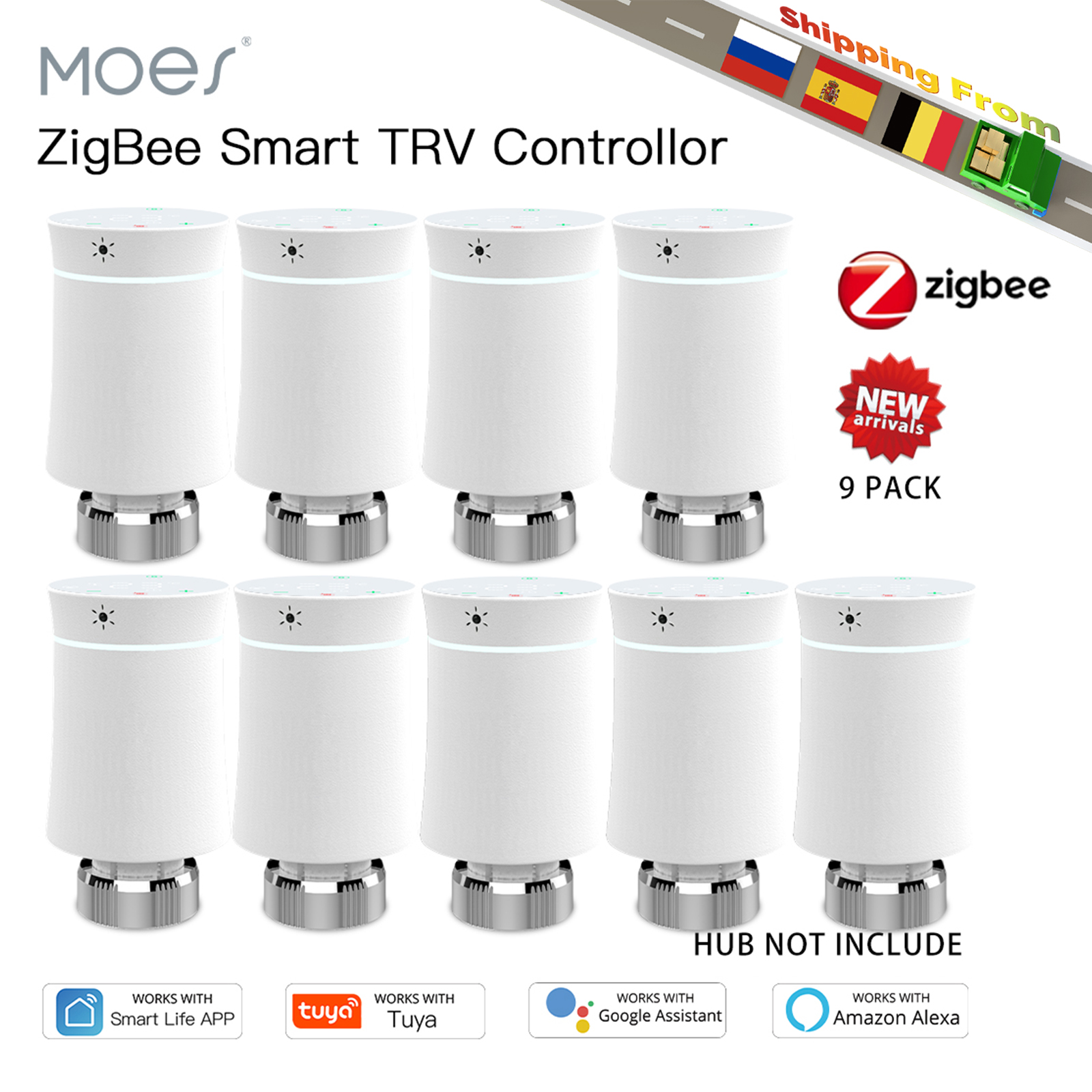 MOES ZigBee3.0 TRV Tuya ラジエーター アクチュエーター バルブ スマート プログラマブル サーモスタット 温度 ヒーター コントロール Alexa Google ホーム音声
