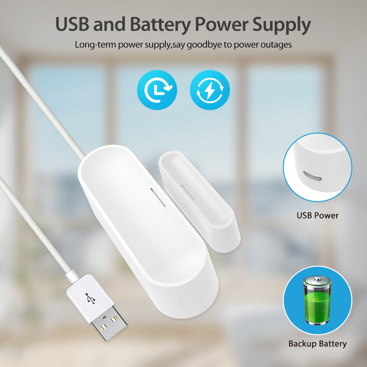 Tuya スマート ドア ウィンドウ センサー、ホーム セキュリティ検出器、バッテリー駆動または USB 充電は TUYA スマート ライフ アプリで動作します