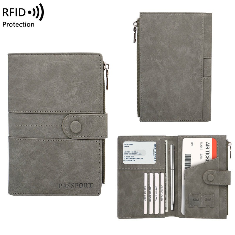 女性用パスポート ホルダー、トラベル アクセサリー RFID ブロッキング ビザおよびカード ホルダー 男性用財布 パスポート バッグおよび財布