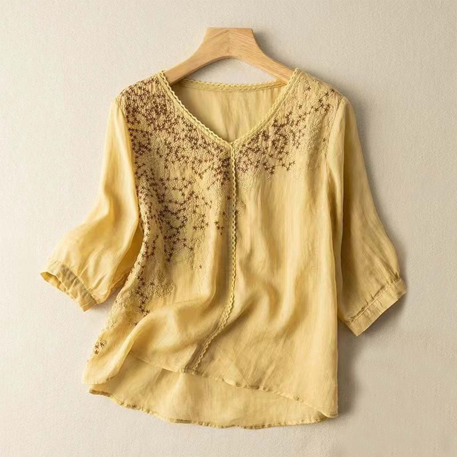 2025 秋プリントシフォンブラウス女性の刺繍レース自由奔放に生きるルーズフィット快適なコットンリネンチュニック女性服 Ropa Mujer