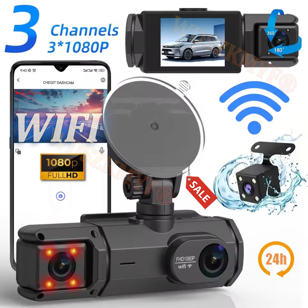 新車 DVR WIFI ダッシュカム車のカメラ 1080P ビデオレコーダー HD 2/3 カメラフロントリアビューカメラナイトビジョンカーアクセサリー
