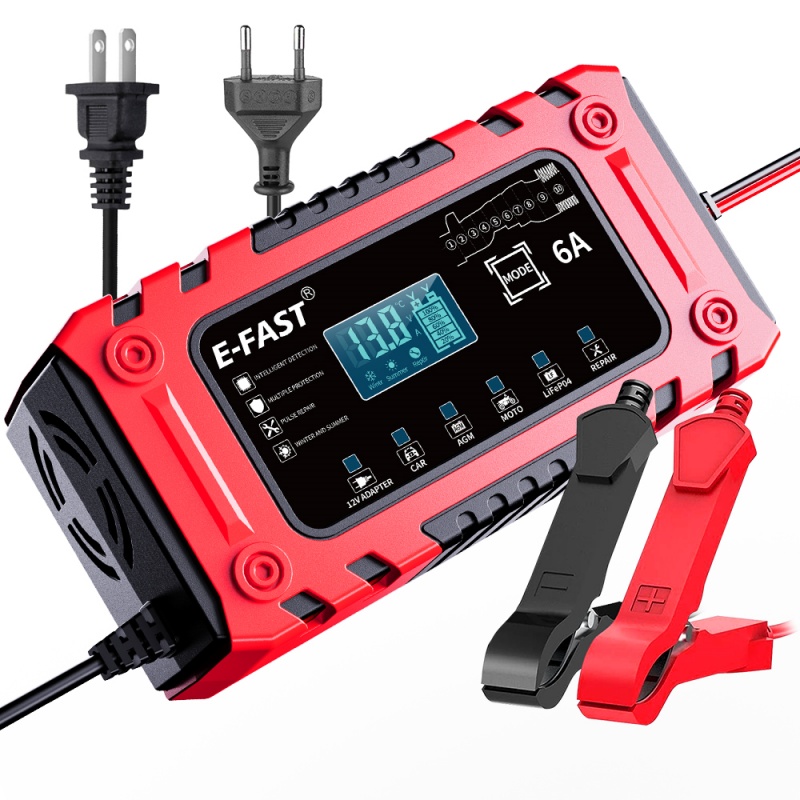 AGM LiFePO4 車ボート トラック用アダプター モード付き 12V 6A スマート バッテリー充電器