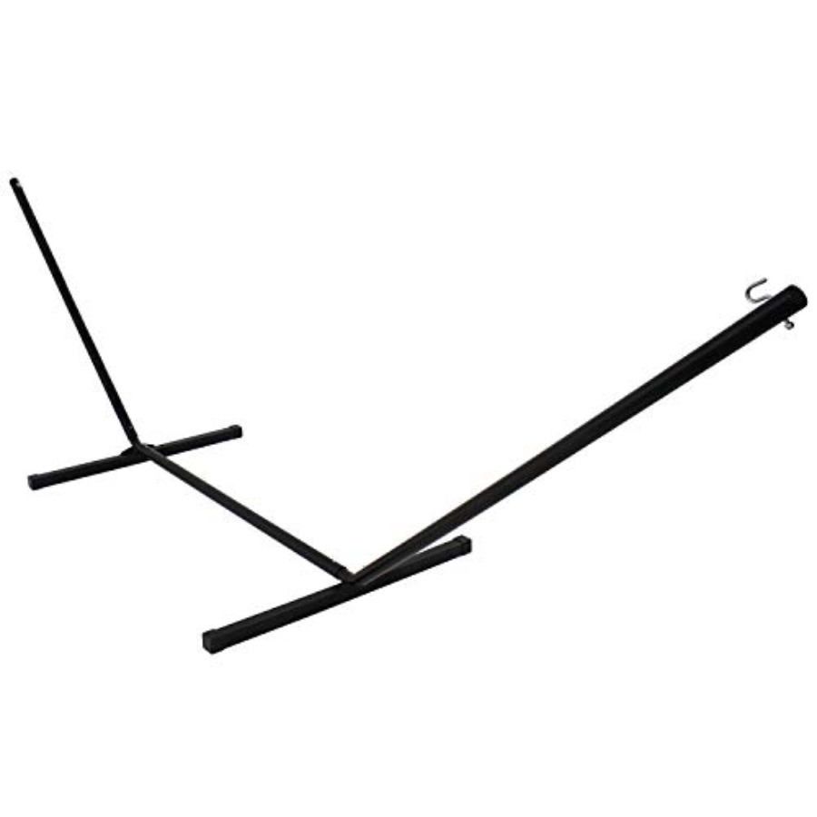 屋外用ダブルハンモックスタンド - 耐荷重350ポンド 屋内/屋外ハンモックフレーム - ブラックパウダーコーティング仕上げ - 12フィート