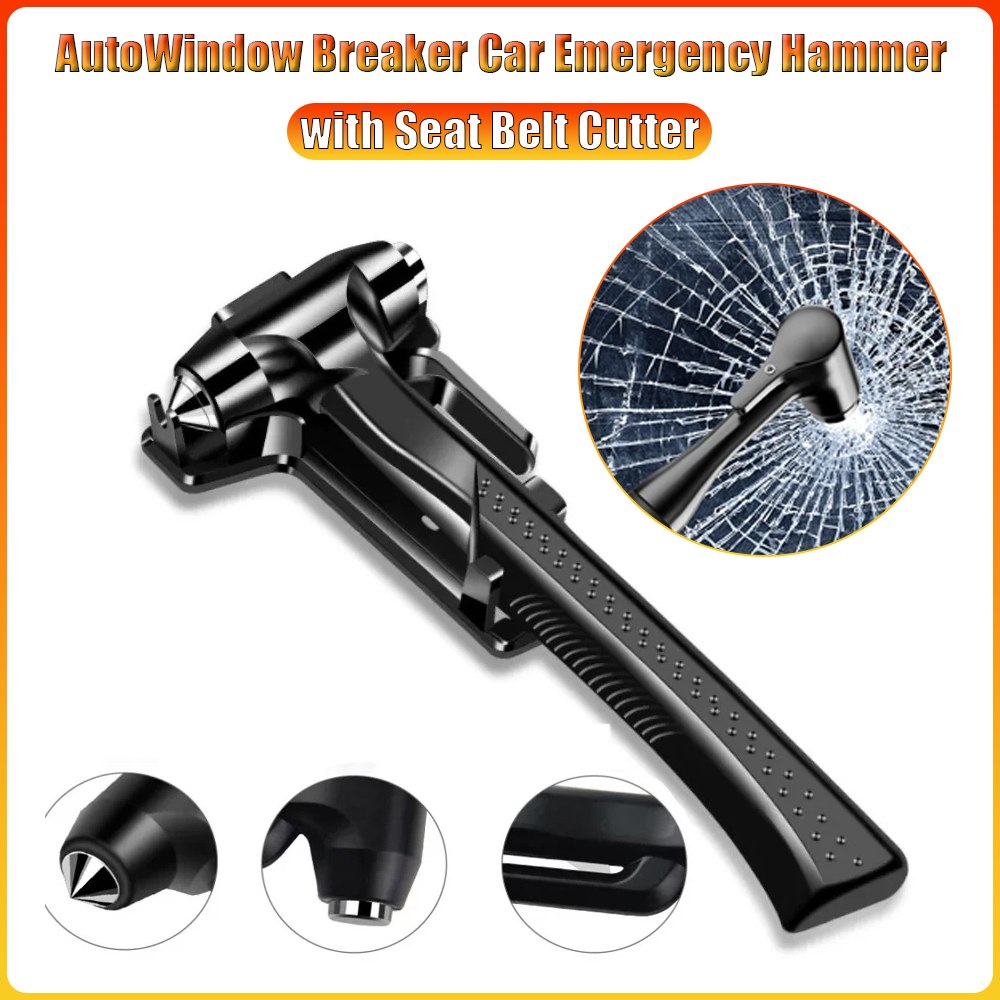 AutoWindow ブレーカー 車緊急ハンマー 安全ハンマー シートベルトカッター付き 自動救助 脱出用 ライフセーバーハンマー