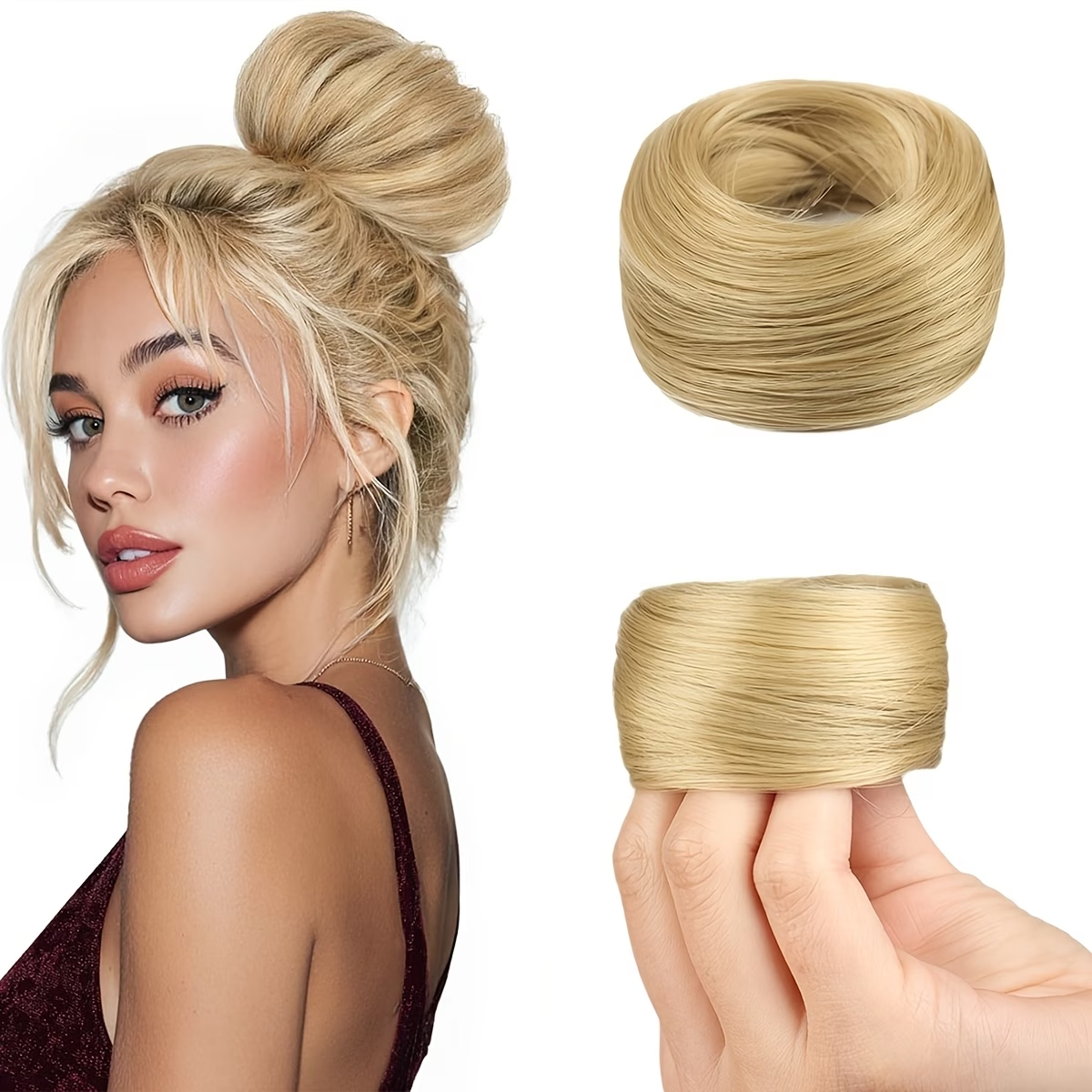 VADES おだんごヘアエクステンション 100% 人毛巾着シニヨンアップヘアピース偽バレエお団子ヘアエクステンション女性の結婚式とショー 30 グラム