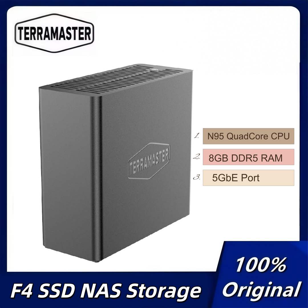 TERRAMASTER F4 SSD 4Bay NAS ストレージ すべて SSD NAS サーバー N95 クアッドコア CPU 8GB DDR5 RAM 5GbE ポート ネットワーク接続ストレージ