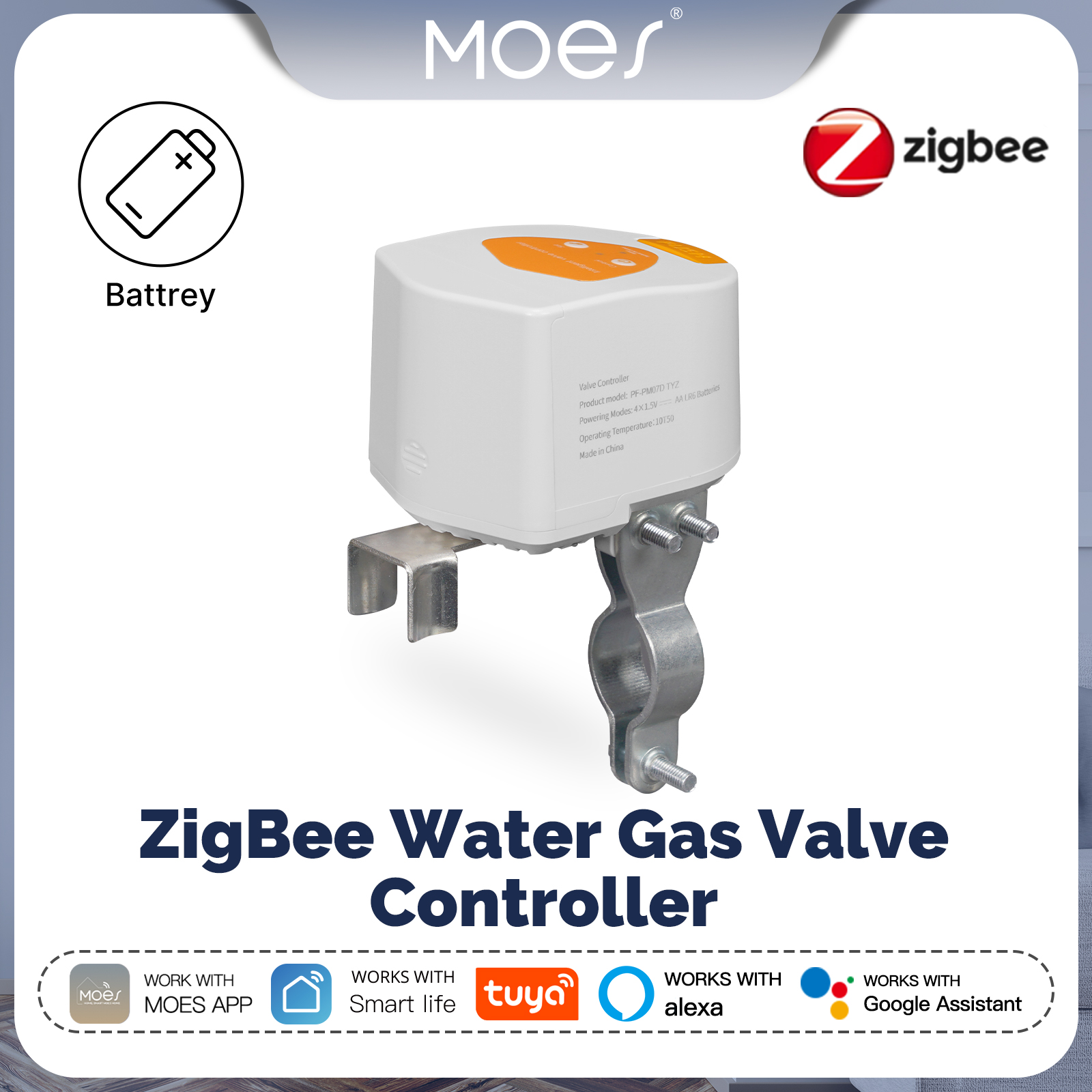 MOES Tuya スマート ZigBee 水ガスバルブコントローラーバッテリー自動低消費電力音声制御 Alexa Google ホーム