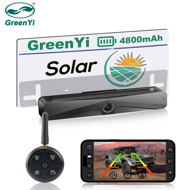 GreenYi ワイヤレス太陽エネルギー 5 グラム WiFi HD 1080P リア/フロントライセンスカメラ内蔵 4800mAh バッテリー付き iPhone 用車バン RV