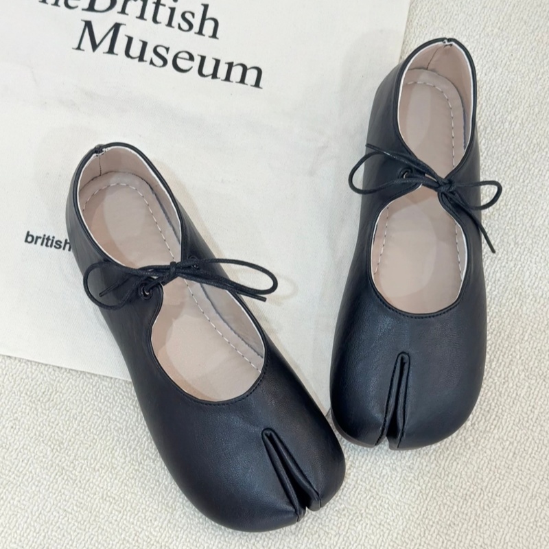 女性足袋分割つま先フラット Pu レザーメアリージェーンズミニマリストフレンチスタイルスリップオンコンフォートウォーキングシューズバレエフラットマットソリッド