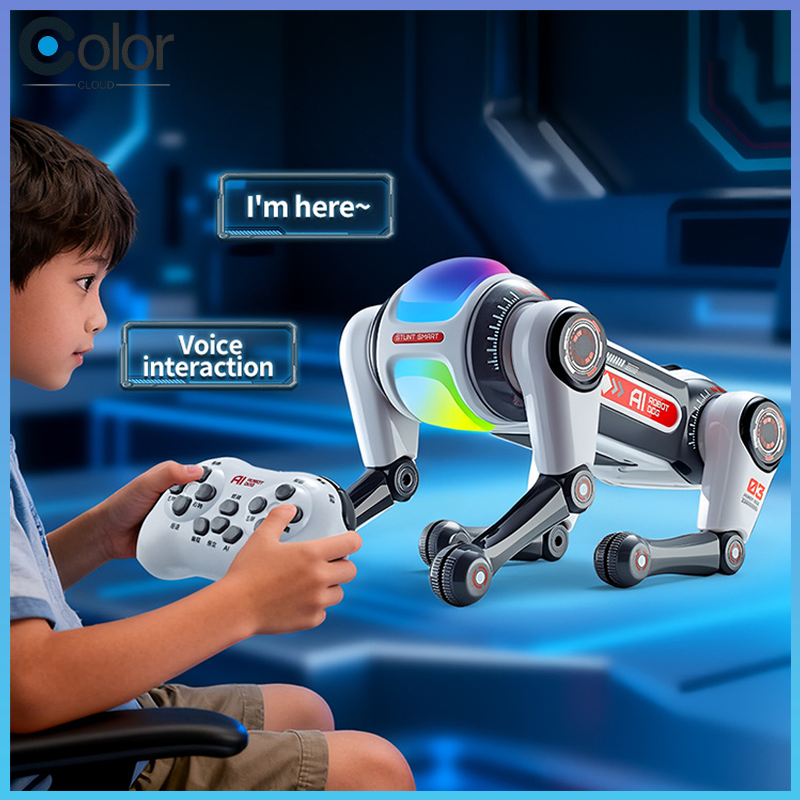スタントスマートリモコンロボット犬 Ai 音声制御デュアルリモートプログラマブルフリップスタントインタラクティブおもちゃ男の子子供のため