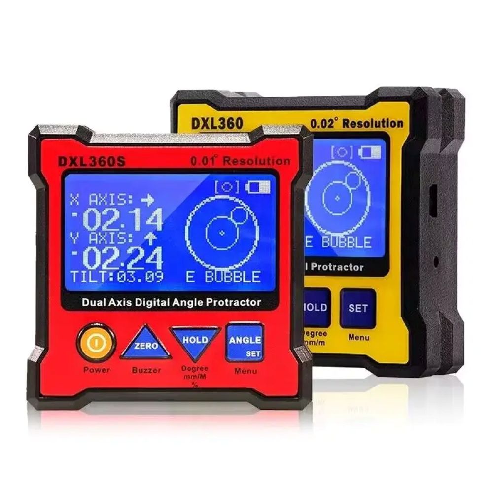 DXL360/DXL360S 5 面磁気ベース付き 2 軸デジタル角度分度器、高精度 2 軸デジタル表示レベル ゲージ