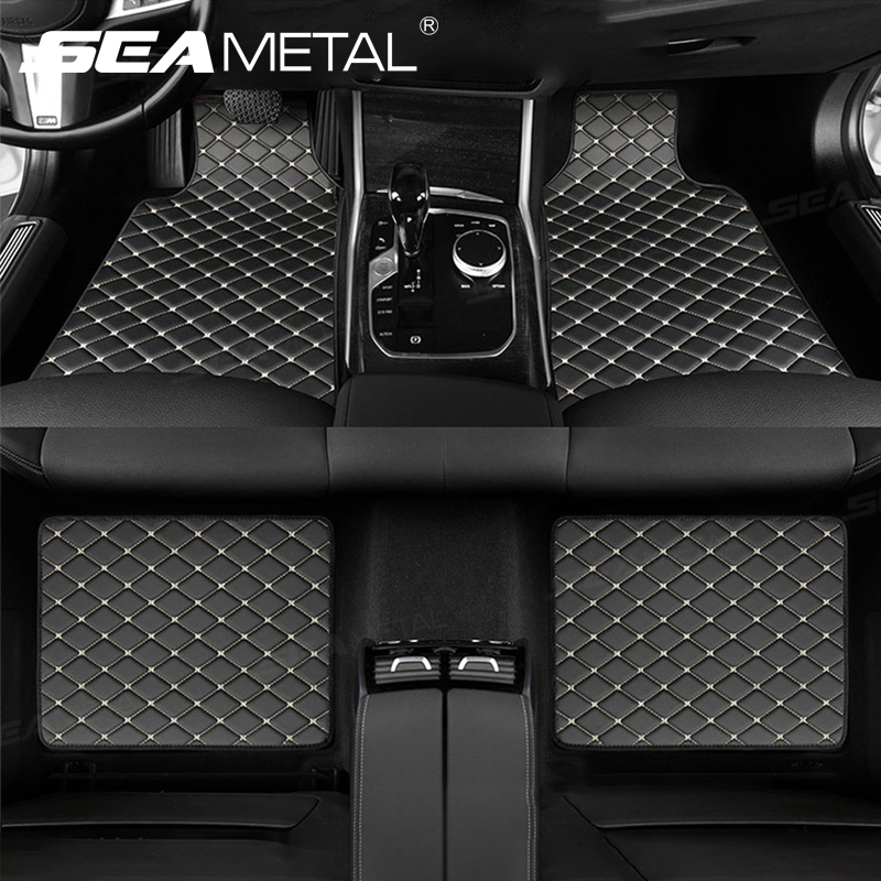 Seametal 4 個車のフロアマットフルセットユニバーサルノンスリップ自動車カーペット防水全天候型カーマットアンチスクラッチカーゴライナー