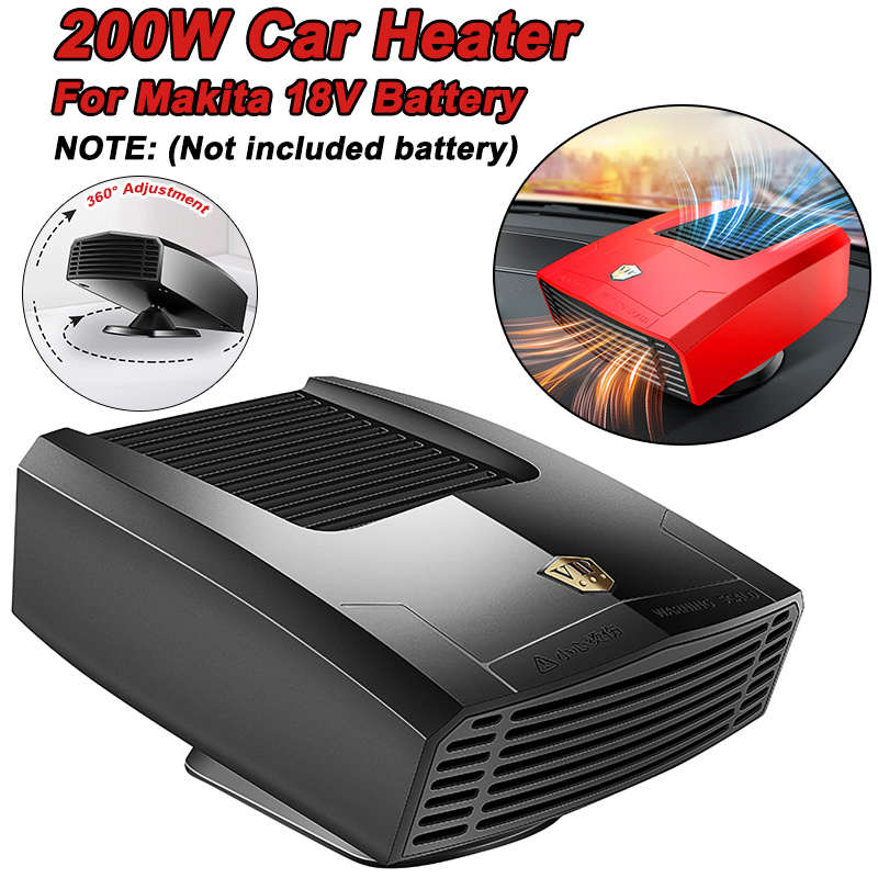 200 ワット車の電気ヒーターマキタ 18v バッテリー黒/赤冬暖房ファンフロントガラス曇り止め高速デフロスターバッテリーなし