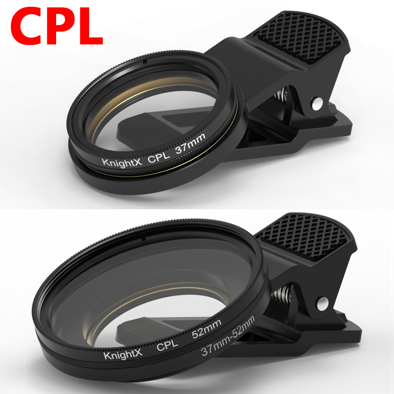 KnightX 37 ミリメートル 52 ミリメートル CPL ユニバーサルクリップポータブルプロフェッショナル偏光子カメラレンズフィルタースマートフォン携帯電話用